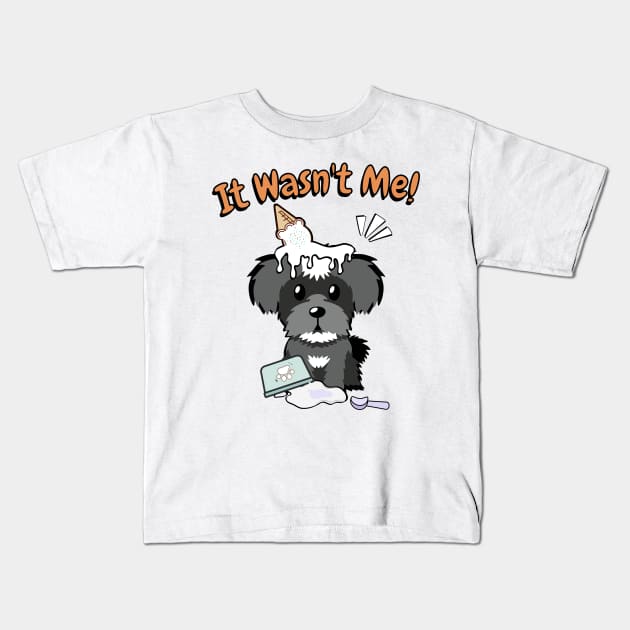 Funny schnauzer got caught stealing ice cream Kids T-Shirt by Pet Station